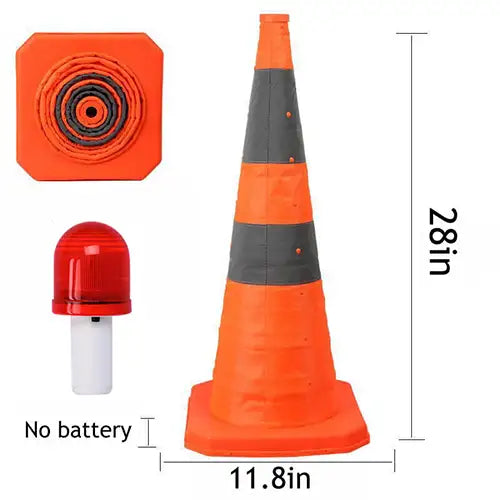 Improve Traffic Safety! Set of 2, 28-Inch Collapsible Reflective Traffic Safety Cones - Orange Cones with Reflective Collars, Ideal for Parking Lots, Driveways, Driver Training, and More.