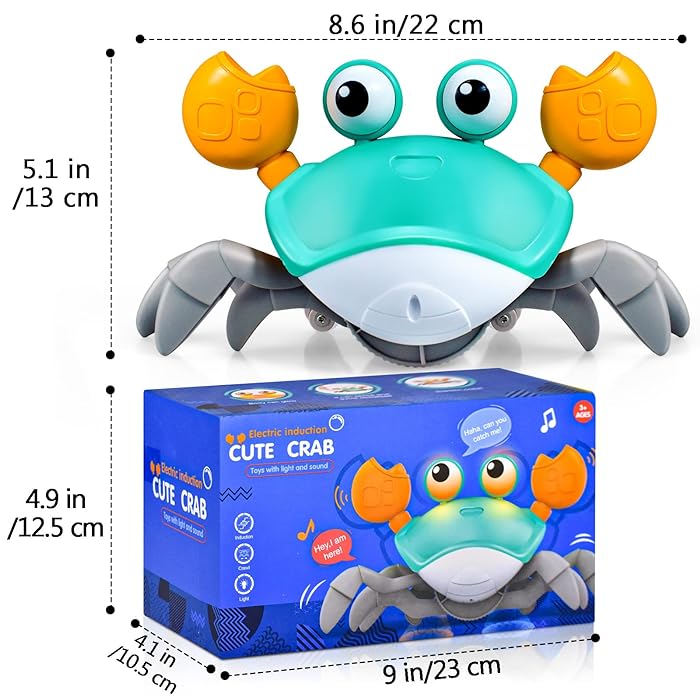 Interactive Crawling Crab Baby Toy - USB Charging, Walking, Dancing, Tummy Time Toys