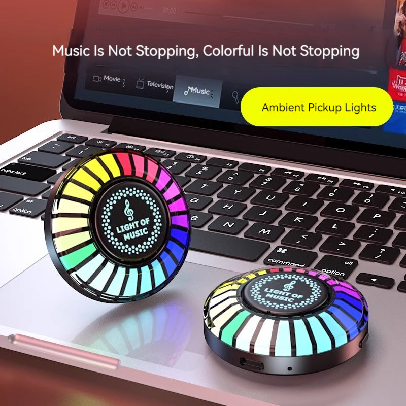 RGB Ambient Light, Sound Control, Pickup Light, Gaming Room Computer Desktop, Rhythm Light, Car, 3D, Music, Colorful Rhythms - 1 Piece