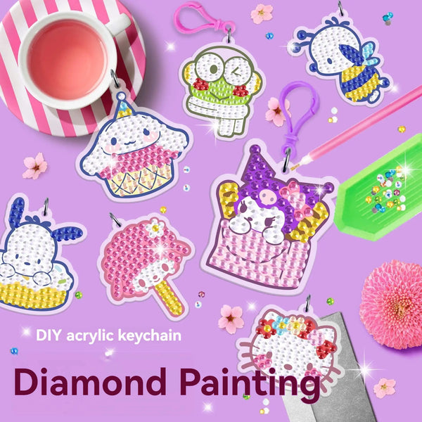 Kids DIY handmade diamond painting keychain pendant