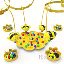 Little Bumblebee Wooden Fishing Game Toy Kit with Magnetic Poles, Numbers, Alphabet, Shapes - Preschool Montessori Educational Toddler Toys