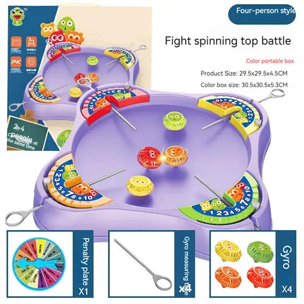 Pull-out gyro battle disk children's parent-child interaction toy set of multi-player competition against the gyro